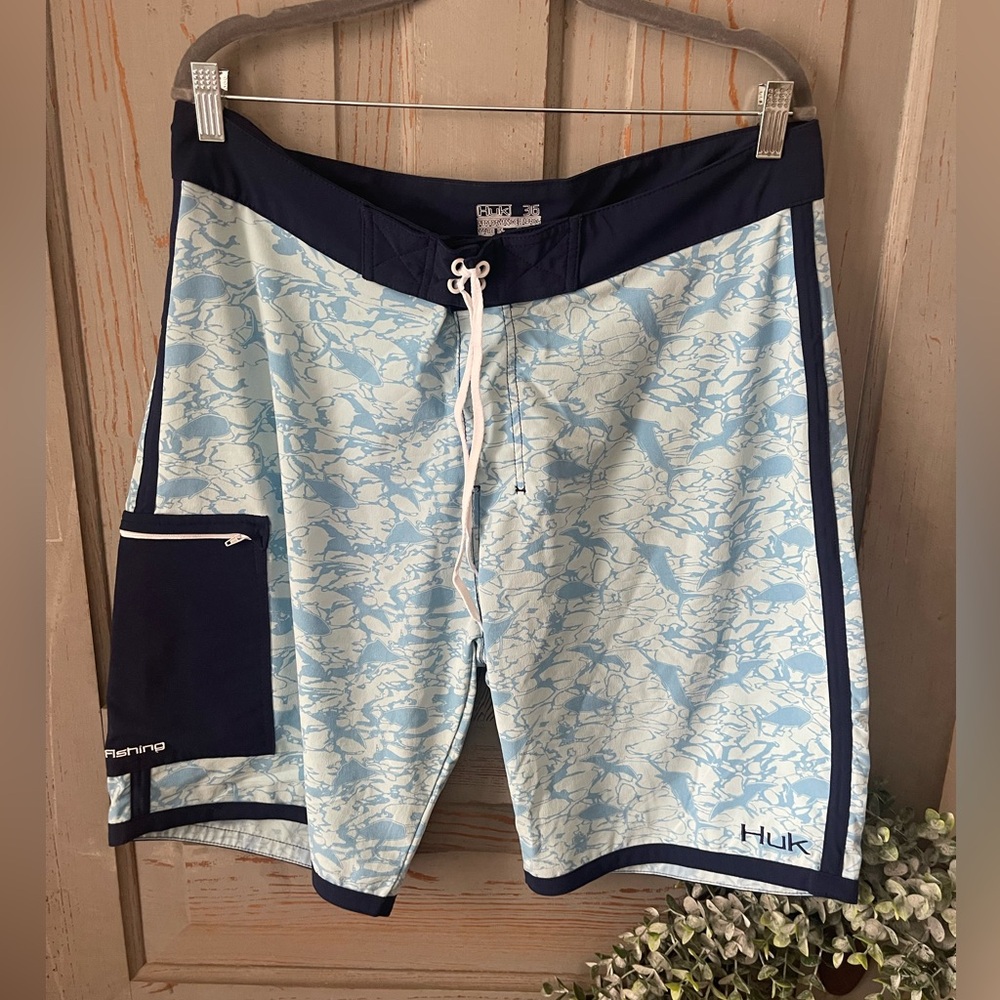 Huk Blue Board Shorts for Swim